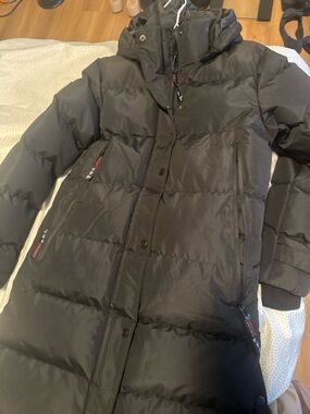 Women's Long Black Hooded Puffer Coat
